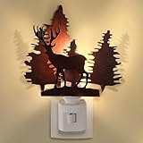 Tuanse Forest Deer Plug in Night Light Farmhouse Metal LED Night Light Decorative Vintage Novelty Lamp Decor for Holiday Bedroom Living Room Bathroom Christmas Gift
