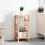 Plumbpyr Scaffale da bagno in legno di noce massiccio, 35,5 x 35,5 x 79 cm, con 3 ripiani, per bagno, lavanderia, balcone, conservazione ottimale e buona ventilazione, supporto da parete incluso