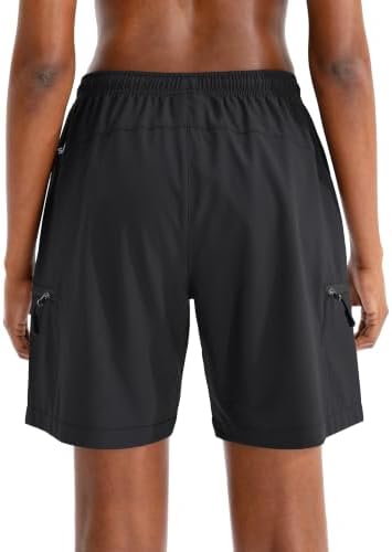 SANTINY Women's 5''/ 7''/9'' Hiking Cargo Shorts Quick Dry Lightweight Summer Shorts for Women Athletic Golf Zipper Pockets(Black_L) - 2