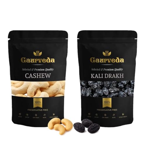Image of GAURVEDA Kaju & Kali Drakh Combo Pack - Premium Cashews and Black Raisins - Healthy Snack, Perfect Gift, Natural Energy Boost | 100 Grams