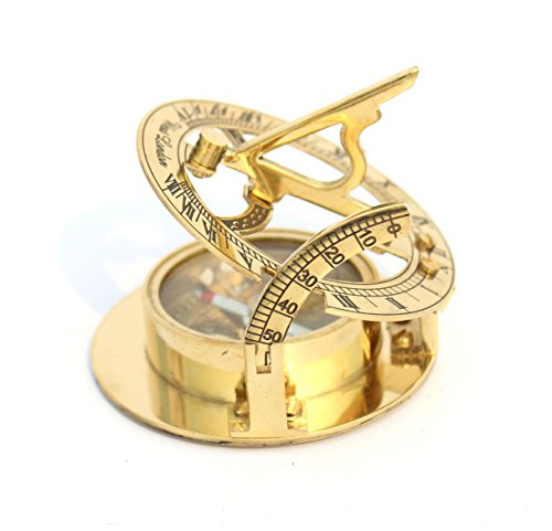 Amazing Design Sundial Compass Round Style Shiny Brass Finish Compass by Collectibles Buy