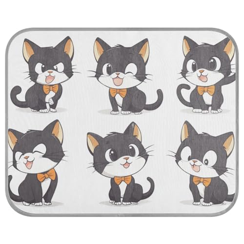 siphylline Cartoon Cute Cats Black Summer Outdoor Cooling mat Self Cooling cat Bed for Outside for Rabbits cat Outdoor Comfy tapete refrescante para mascotas S