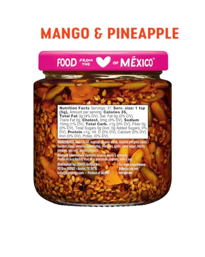 SOMOS Salsa Macha Mexican Chili Crisp - Avocado Oil, Plant Based, Gluten Free & Non GMO - Mango & Pineapple and Nuts & Seeds Flavors - Perfect for Tacos, Bowls & More| 6.5oz Jars (Variety 2 Pack)