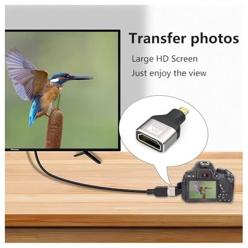 Image of 8k Micro HDMI to HDMI Adapter, Standard Micro HDMI Adapter 2.1 Version, Micro HD-MI Male to HD-MI Female Extension Adapter for Camera, Laptop, Ultra HD (GOLDEN) (PACK OF 1)