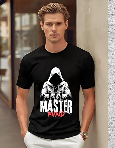 Image of Mastermind Printed T-Shirt for Men | 180 GSM Cotton Blend Men's Tshirt | Regular Fit Half Sleeve Round Neck Printed t-Shirt | Graphic T-Shirt for Men