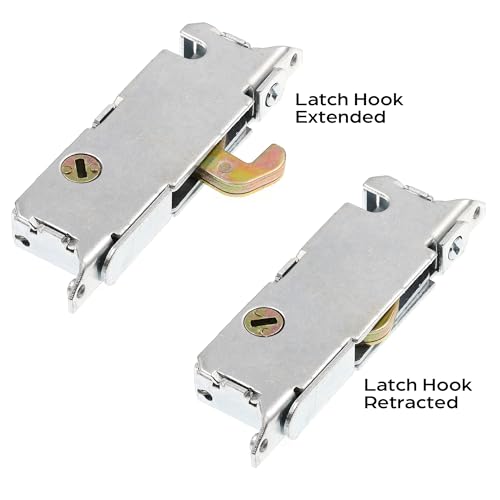 Image of Prime-Line E 2014 Mortise Lock - Adjustable, Spring-Loaded Hook Latch for Sliding Patio Doors Constructed of Wood, Aluminum and Vinyl, 3-11 /16 In., 45 Keyway, Round Face (Single Pack)