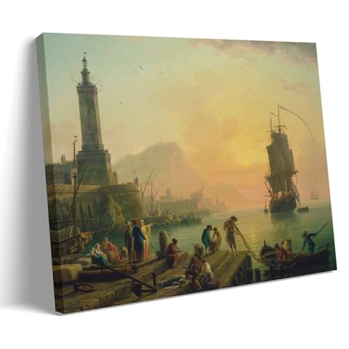Impression sur toile haut de gamme Claude Joseph Vernet A Calm at A Mediterranean Port