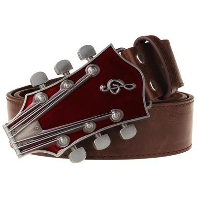 SonMo Cinturón de Cuero para Hombre, Hebilla de Metal para Guitarra, cinturón de Guitarra, cinturón de Guitarra y Artista, Correa Decorativa de Piel para Hombre
