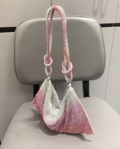 Image of Rhinestone Purse for Women Evening Clutch Hobo Sparkly Silver Handbags Glitter Bag for Wedding Prom and Party