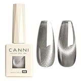 CANNI 1 Pcs Silver Cat Eye Gel Nail Polish, Silver Glitter Rainbow Holographic Cat Eye Gel Polish Shimmer Colors Soak Off Led Nail Art Manicure Salon DIY