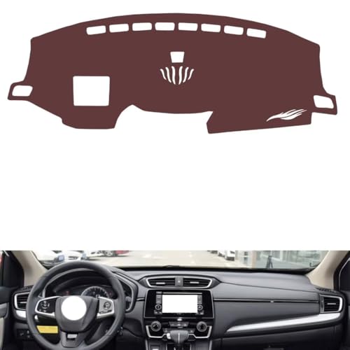 Anti-Slip Sun-Proof Dashboard Cover Compatible with Honda CRV (HUD 2017-2021, Premium Leather (Brown)