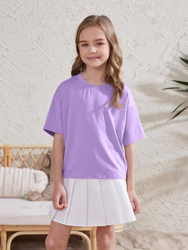 Image of ZDC Girls Athletic Oversized Crop Tops Kids Drop Shoulder Short Sleeve T Shirts Workout Tees