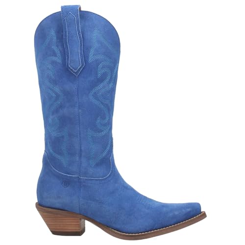 Dingo Boots Womens Out West Embroidered Snip Toe Casual Boots Mid Calf Mid Heel 2-3' - Blue - Size 8 M