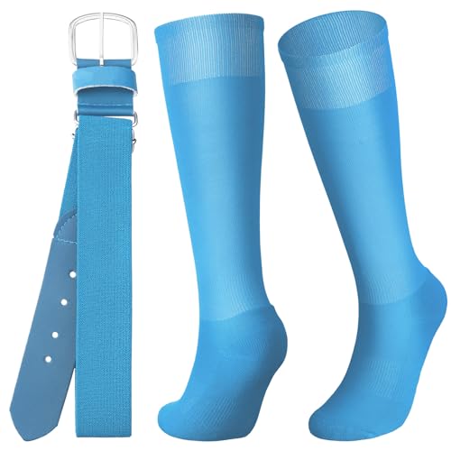 Image of Zhanmai Baseball Belt and Socks Combo, Adjustable Elastic Belt and Softball Socks, Multiple Sizes for Youth Boys Girls, Adult