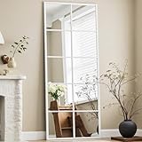 ZMYCZ Full Length Mirror, 71'x32' Large Rectangular Window Pane Wall Mirror, White Full Body Mirrors, Oversize Farmhouse Standing Mirrors Hanging or Leaning for Living Room, Entryway, No Stand