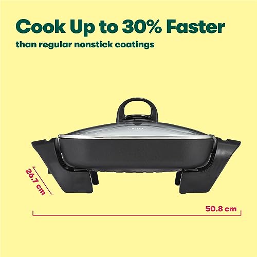 BELLA Electric Skillet and Frying Pan with Glass Lid, Nonstick Coating, Cool Touch Handles, Removable Heating Probe, Dishwasher Safe, 30 x 30 cm, Copper - Image 3