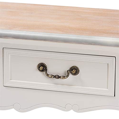 Baxton Studio Capucine Antique French Country Cottage Two Tone Natural Whitewashed Oak And White Finished Wood 2-Drawer Console Table #TOP5