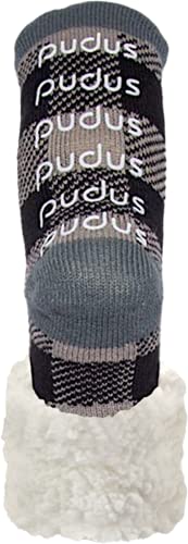 Image of Pudus Cozy Winter Slipper Socks Women & Men w Non-Slip Grippers Faux Fur Sherpa