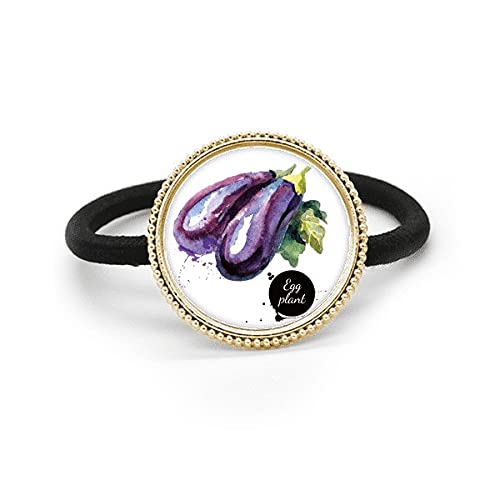 Berenjena vegetal coleteros de metal plata y gomas de pelo