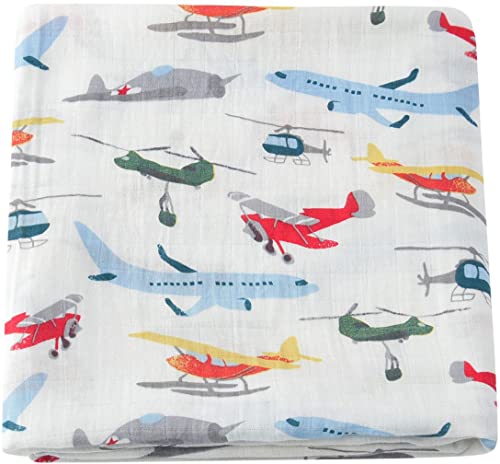 Image of CHUNGEL Essentials Swaddle Blanket, Muslin Blankets for Boys, Baby Receiving Swaddles, Newborn Gifts, 47"x47" Large | Baby Boy Gifts Baby(Airplanes)