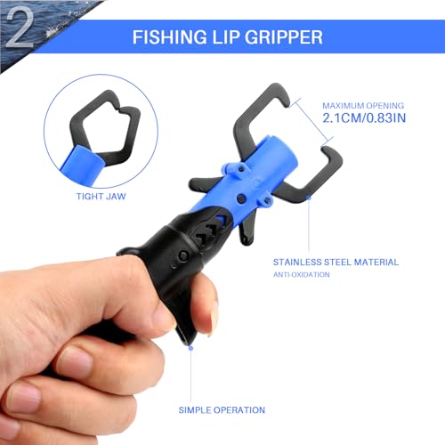Image of mouhike Fishing Pliers Fish Lip Gripper Fishing Tool Kit for Men Women | Saltwater Multifunctional Fishing Line Cutter Hook Remover with Lanyard Sheath Fly Ice Pliers Fishing Gear Fishermen Gift