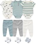 BIGBIGKISS Bébé garçon fille vêtements coton bébé layette cadeau ensemble 9-Piece Combinaisons de carrosserie et chaussons pour nouveau-nés