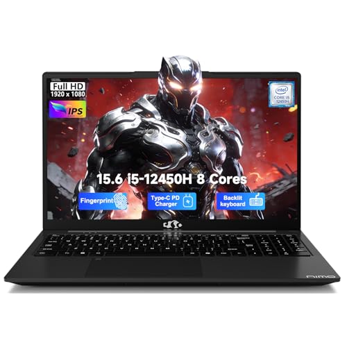 Image of NIMO 15.6 inch FHD-lPS-Laptop, i5-12450H 8 Cores 16GB RAM 512GB SSD (Beat i7-11800H, Up to 4.4 GHz) 100W Type-C Fingerprint Backlit Keyboard for Professionals & Students Office, Study & Travel
