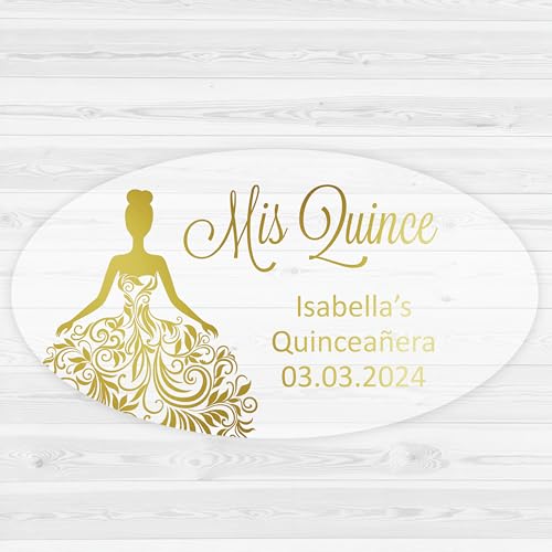 Mis Quince Quinceanera Oval Birthday Celebration Favor Stickers, Clear Transparent Colored Foil Quinceanera Favor Labels (#027-OV-CF)
