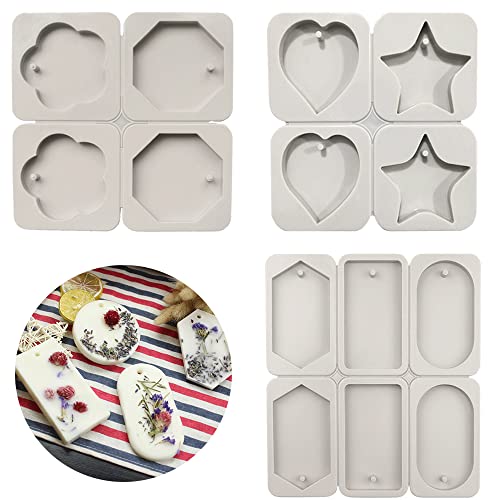 Sixfolo 3 Pièces Moule à Savon en Silicone,Moule en Silicone à 6 Cavités et 4 Cavités Moule Savon avec Trou de Suspension pour DIY Faire de la Pâtisserie chocolat...