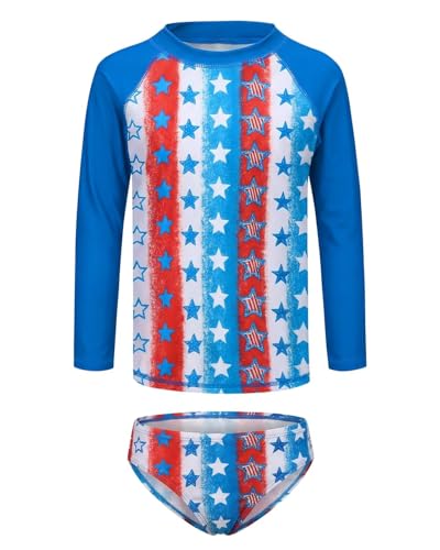 Image of Girls Long Sleeve Rash Guard Set Tie Dye Bathing Suits Two Piece Swimsuits for Kids Swim Shirts 3-16 Years