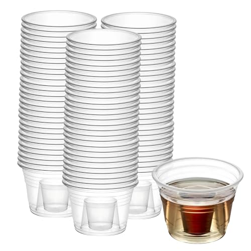 CaterCo Bomb Shot Cups (200 Pack) JagerBomb Plastic Glasses - Reusable & Disposable 25ml Shot with 100ml Chaser - Clear Plastic Bomb Shot Cups for Parties Pubs Bars and Events - (200 Pack)