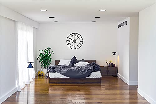 Antique Tower 30 Inch Large Roman Numeral Wall Clock, Indoor Outdoor Patio Waterproof Oversized Decorative Contemporary Clock, Antique Black Metal Wall Clock Battery Operated Retro Art Hanging Clock,3 #TOP4