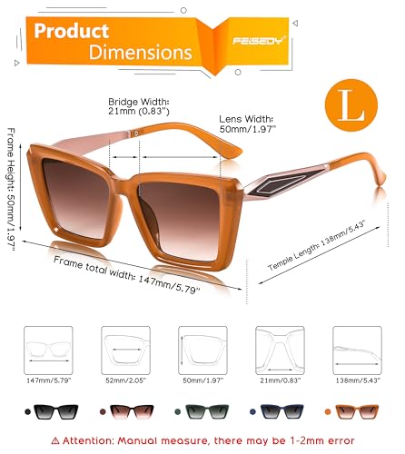 FEISEDY Trendy Cat Eye Women Sunglasses, Retro Womens Square Cateye Sun Glasses B91354