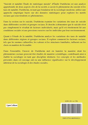 Suicide et natalité: Étude de statistique morale