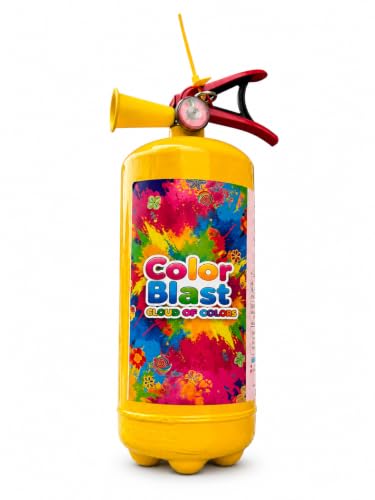 Image of Color Blast Cloud of Color Spray Cylinder | Easy Pull Trigger | Heavy Mild Steel Cylinder with Non-Toxic Natural Gulal Spray | Ideal for Holi, Weddings, Photoshoots & Theme Parties | 4KG Yellow