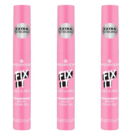 essence FIX IT LIKE A PRO TRANSPARENT BROW FIXING GEL, Augenbrauengel, Transparent, fixierend, transluzent, vegan, Nanopartikel frei, ölfrei, ohne Parabene, 3er Pack (3x8.5ml)