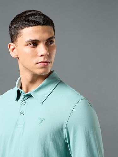 Image of TECHNOSPORT Mens Slim Fit Solid Full Sleeve Cotflex Polo T-Shirt for Regular and Casual Uses