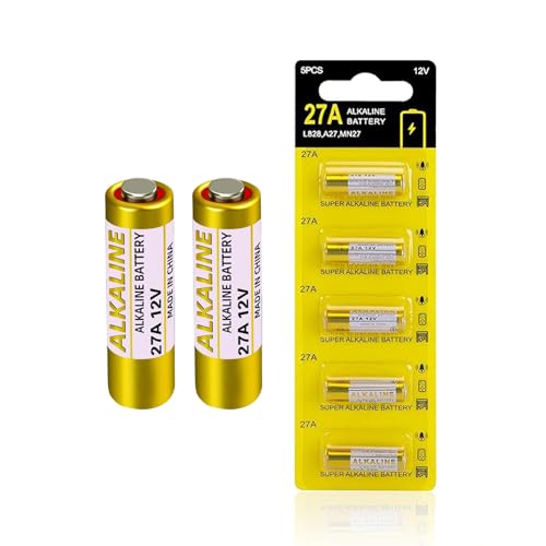 A27 12V Alkaline Battery 5-Pack, Long Lasting Leak Proof 27A Battery for Garage Door Openers, Car...