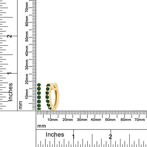 Sterling Silver Round Cut May Brithstone Green Emerald Hoop Earrings (0.64" Diamter, 0.7 Cttw) #TOP2