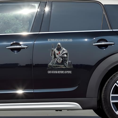 Image of Premium Christian Templar Car Vinyl Decal, Knight Templar Vinyl Sticker, He Who Kneels Before God Decals, Christian Car Decals, Catholic Car Stickers for Cars Trucks Window Laptop | Extra Large | 12 inch
