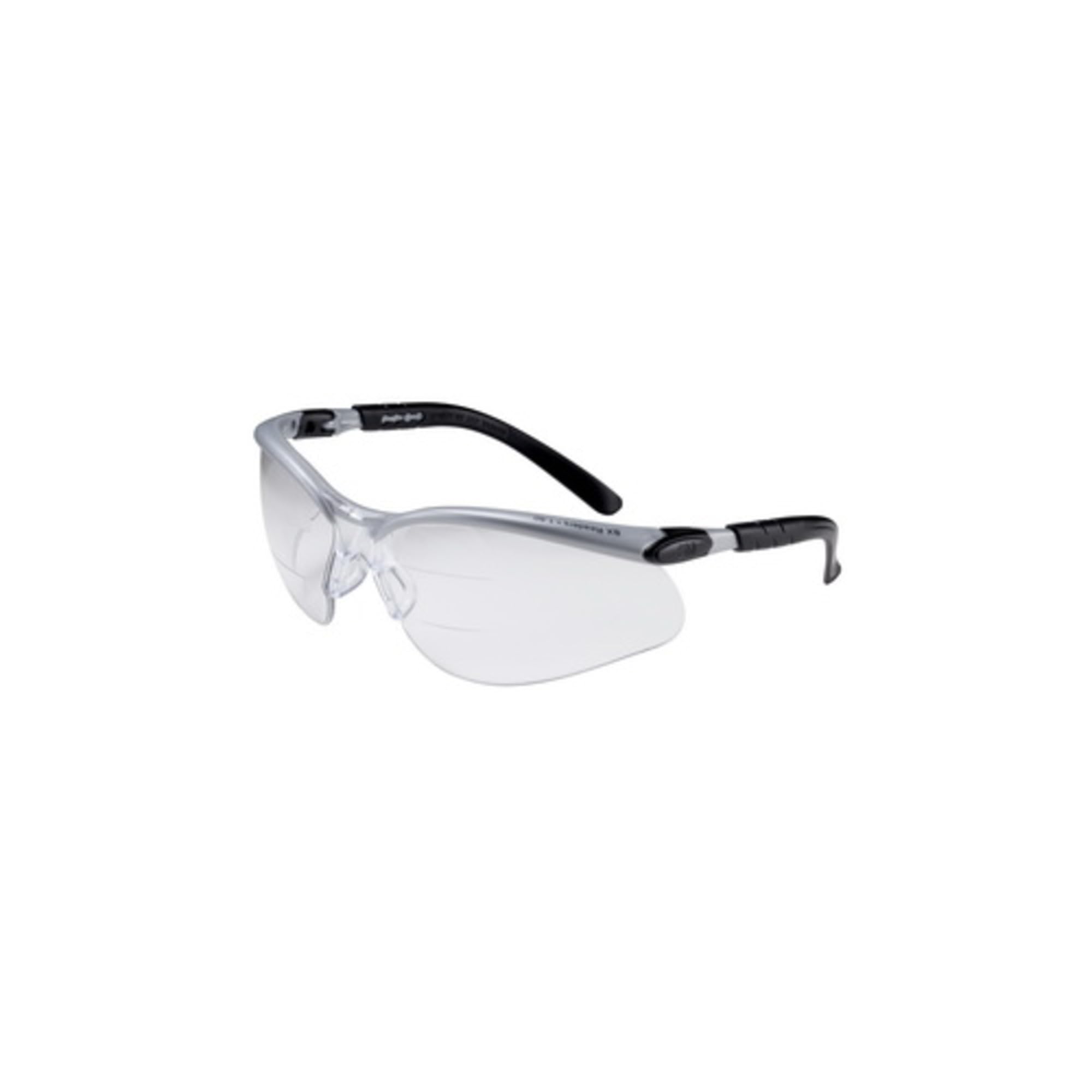 3 M 11458 – 00000 BX doble lectores 2.0 dioptrías gafas de seguridad con negro y plata marco de policarbonato y lente de policarbonato anti-fog transparente (1/Ea)
