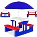 KESSER® Kindersitzgruppe mit Sonnenschirm Kindertisch Picknickset | Sitzgarnitur Tisch und Bänke | Sitzgruppe Kindermöbel Gartenmöbel für Kinder Blau