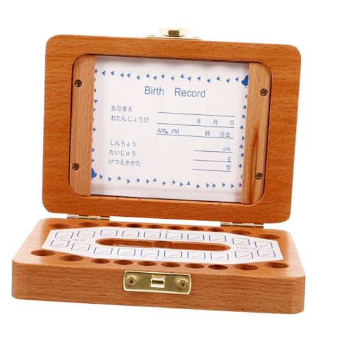 ERINGOGO Wooden Baby Tooth Box Boys Tooth and Curl Keepsake Box Japanese Style Frame for Newborn