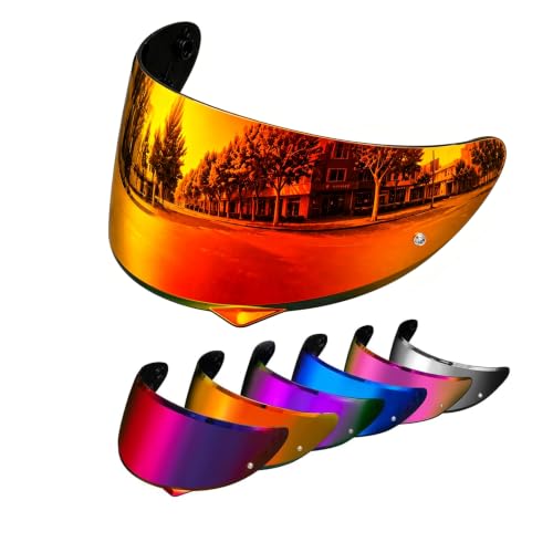 Image of PSLER Shatterproof Motorcycle Helmet Visor for HJ-34P C10,Deep Red | Impact-Resistant ,UV400 Protection, Motorcycle Tinted Face Shield for HJ-34P C10,Visor Replacement