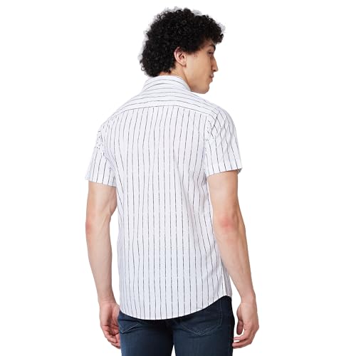 Image of Spykar Men's Regular Fit N /A Half Sleeve Striped Casual Shirts