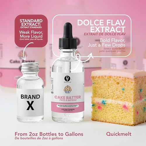 Image of Dolce Flav Natural Cake Batter Extract - 2 Ounce Water-Soluble Kosher, Sugar-Free, Concentrated Birthday Cake Flavor for Frosting, Cupcakes & Ice Cream, Includes Measured Dropper