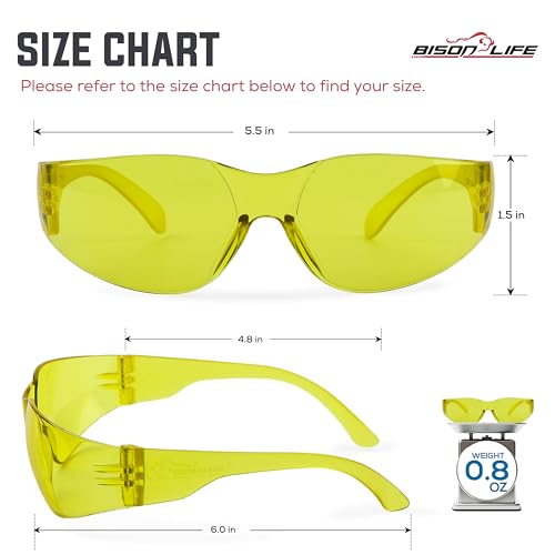 Image of BISON LIFE Clear Safety Glasses - ANSI Z87.1 Certified Scratch & Impact Resistant Eye Protection Goggles for Men & Women