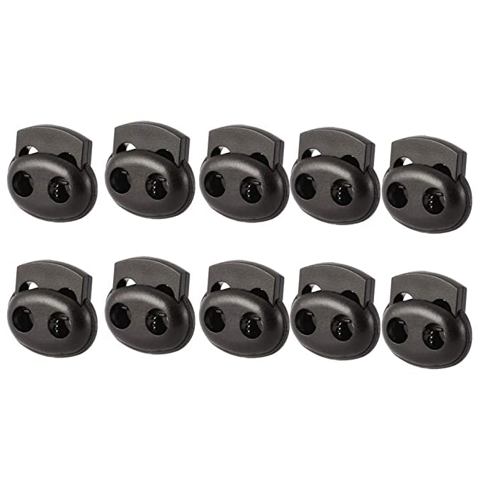 Drawstring Stopper Cord Lock, Stopper- For Shoelace, Paracord, Drawstrings, Bags, Clothing Strings 100 Pcs - Black