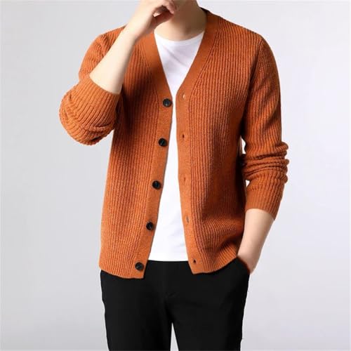 Men's Cotton Cardigan Sweater Men's Casual Long Sleeve Button Front V Neck Rib Knit Cardigan Sweater2