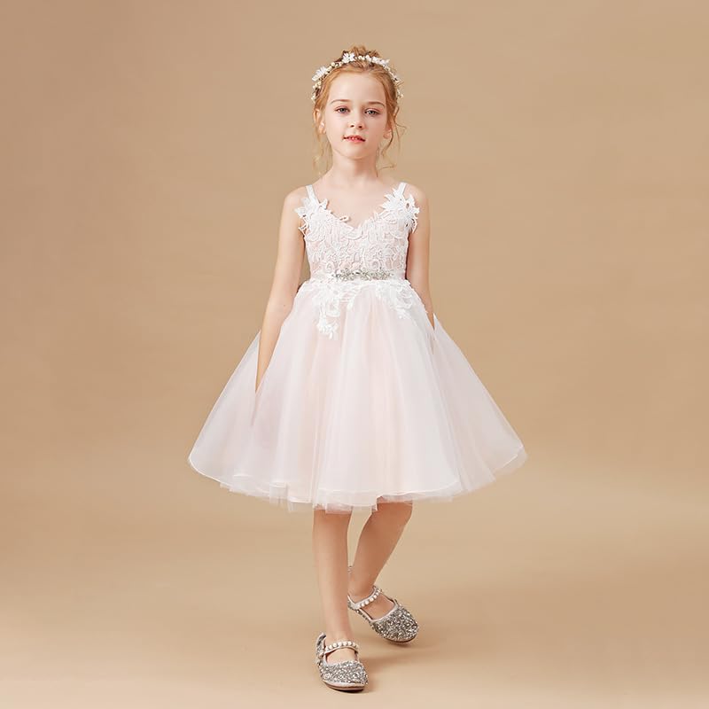 Lace Spaghetti Strap Wedding Flower Girl Dress 2024 Summer Formal Evening Short Pageant Party Dresses2